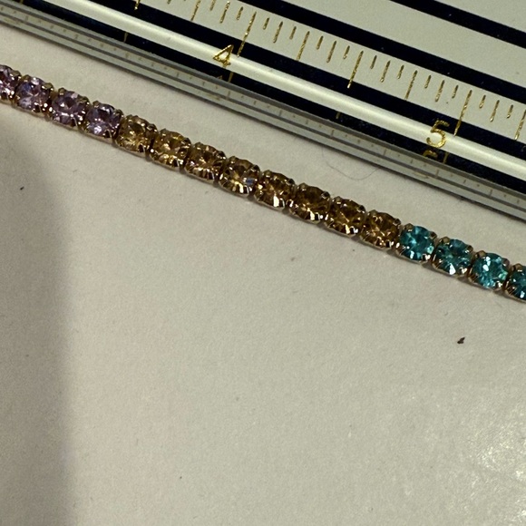 J. Crew Gold Bracelet with Multicolor Accents, rainbow crystal stones! Gorgeous - Picture 13 of 14